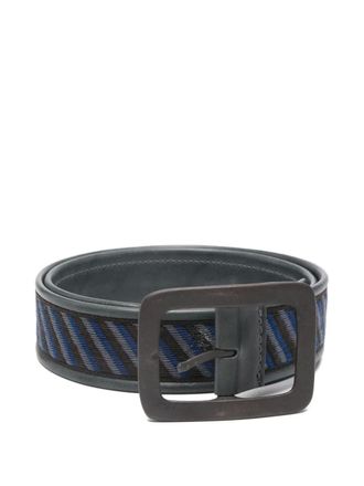 Romeo Gigli 1990s striped belt - men - Cotton/Leather - 85 - Black