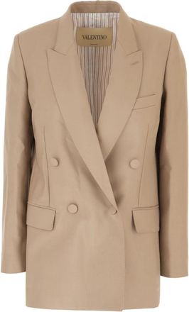 Valentino Garavani Blazer - Dames - Blazers - Beige - XS - Leer - Jassen