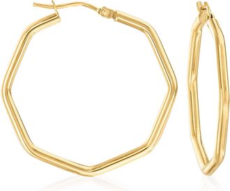 Ross-Simons Italian Geometric Hoop Earrings in 14kt Yellow Gold