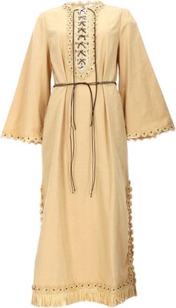 Zimmermann Luxe Cotton Midi Dress With Lace-Up Detailing