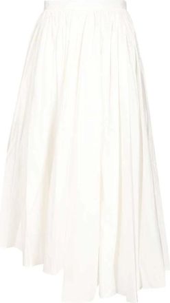 Self Portrait Cotton Poplin Midi Rok - Dames - Midirokken - Wit - XS - Katoen - Rokken