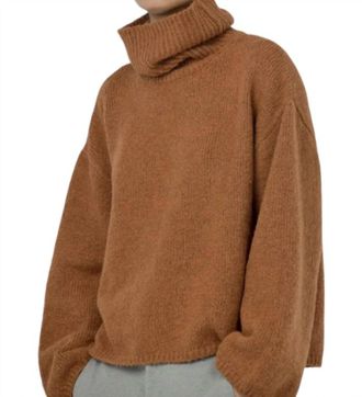 Paper Label Nyla Turtle Neck Top In Golden Nutshell