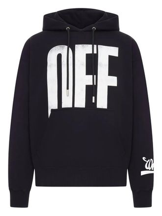 Off-white print hoodie - men - Cotton - L - Black