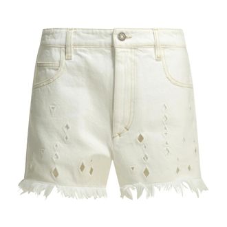 Isabel Marant Shorts vaqueros con bordado ingl&eacute;s - Shorts - Mujer - Blanco - S