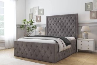 Comfort Beds Winchester Naples Bed Frame - 50 Upholstered Headboard in Grey | Size: Super King