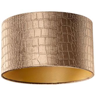 QAZQA Qazqa Cl&aacute;sico/antiguo Algod&oacute;n Pantalla De L&aacute;mpara De Terciopelo Con Dise&ntilde;o De Cocodrilo Y Interior Dorado 35/35/20, Redonda Apto Para L&aacute;mpara Colgante