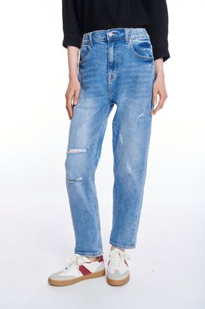 Hailys 5-Pocket-Jeans HAILYS LG HW C JN Mi44rell Destroy, Damen, Gr. XS (34), N-Gr, blau (mblau), Denim/Jeans, Obermaterial: 95% Baumwolle, 3% Polyester, 2% 