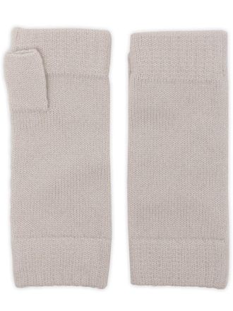 N.Peal fingerless cashmere gloves - White