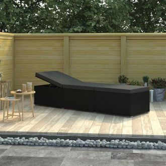 vidaXL Vidaxl - Lettino Prendisole con Cuscino in Polyrattan Nero