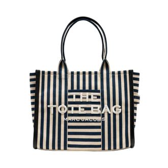 Marc Jacobs Tote Bags, female, Blue, Size: ONE SIZE The Stripe Canvas Large Tote Bag