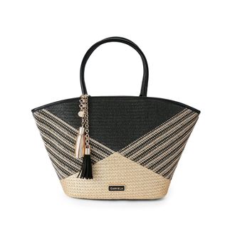 Carvela Womens Elena Stripe Basket Bag - Black Fabric - One Size