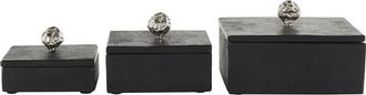 Uma Contemporary Set of 3 Decorative Marble Boxes in Black at Nordstrom Rack