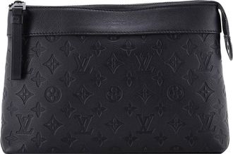 Louis Vuitton Black Souple Monogram Shadow Leather Pochette Voyage (Authentic Pre-Loved)