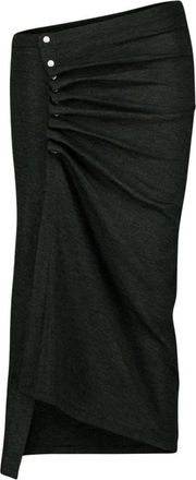 Paco Rabanne Bosgroene Asymmetrische Midi Rok - Dames - Midirokken - Groen - M - Wol - Rokken