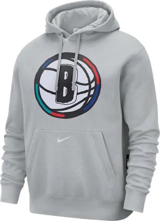 Nike NBA Brooklyn Nets Club City Edition Fleece Pullover Hoodie Grey FZ0588-007