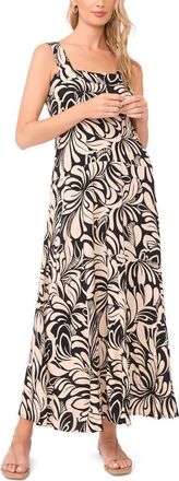 Vince Camuto Print Sleeveless Maxi Dress in Rich Black Multi at Nordstrom, Size X-Small