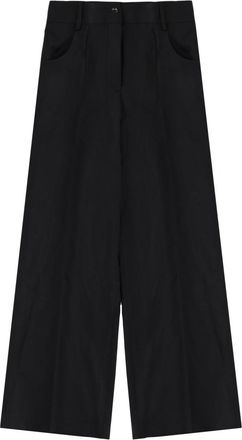 Theory Neutrals Tailored Wide-Leg Wool-Blend Pants