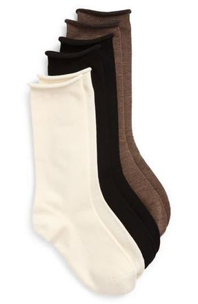 Nordstrom Assorted 3-Pack Socks in Black- Ivory- Brown at Nordstrom Rack, Size 9/11