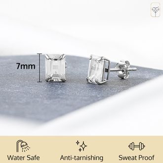 MAX + STONE 14k Yellow or White Gold Solitaire 7x5mm Gemstone Stud Earrings