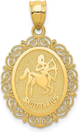 Diamond2Deal 14k Yellow Gold Solid Satin Polished Sagittarius Zodiac Oval Pendant