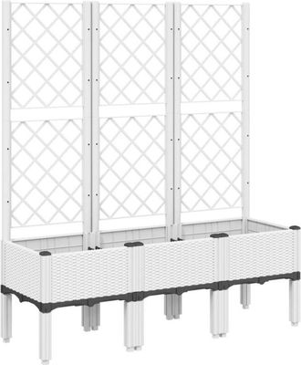 vidaXL Garden Planter with Trellis White 120x40x142 cm pp Vidaxl