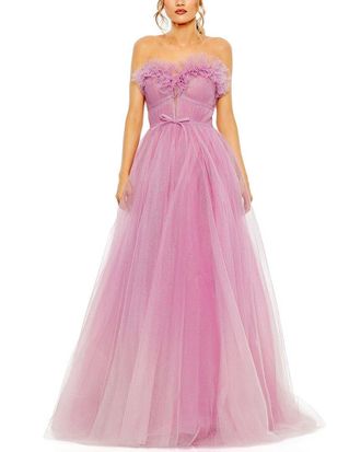 Mac Duggal Strapless Glitter Tulle Gown