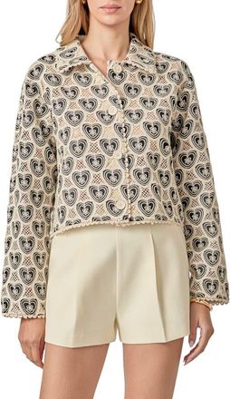 English Factory Crochet Shirt in Natural/Black at Nordstrom, Size X-Small