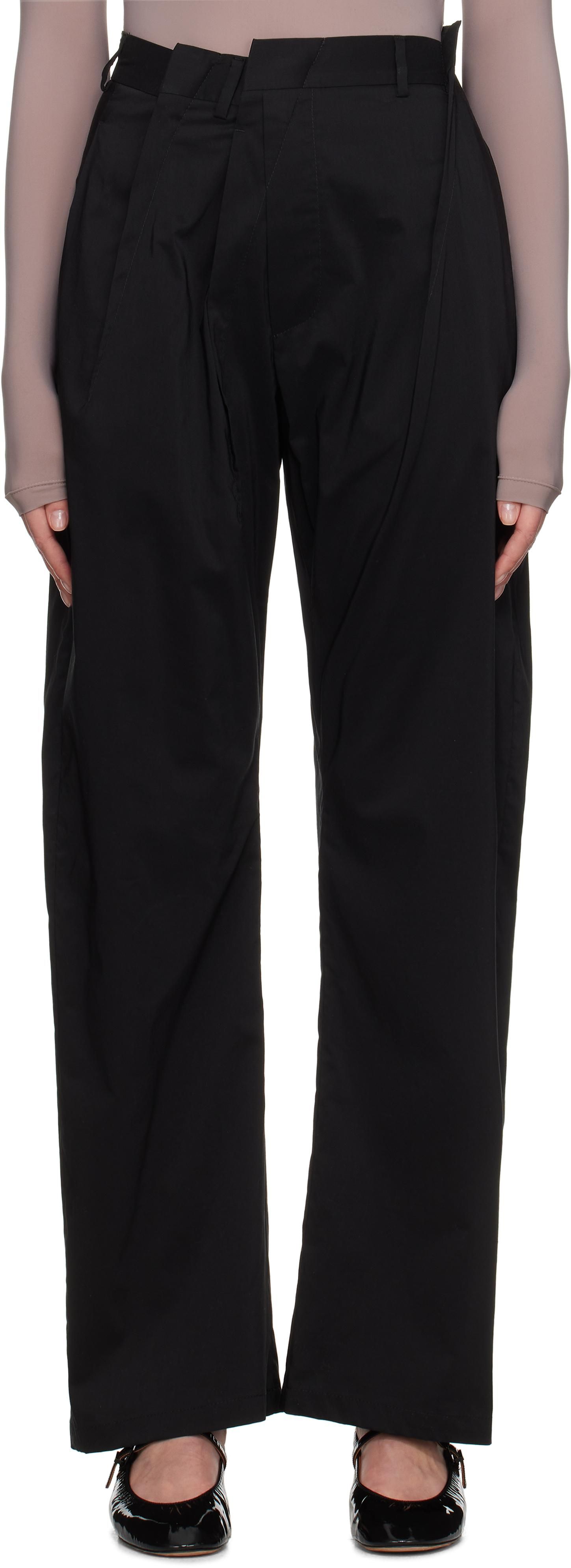 【送料&関税込】Givenchy Satin Pant Black Distressed denim and satin straight-leg pants
