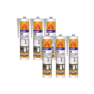 Sika Sika - Paquete De 6 Seal 110 Sellantes De Silicona Para Ventanas Y Acristalamientos - Transparente - 300ml