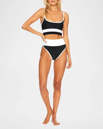 Beach Riot Eva Ribbed Colorblock Swim Top