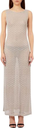 Liu Jo Chevron Gebreide Jurk met Zijsplit - Dames - Kleedjes - Beige - XL - Kleedjes