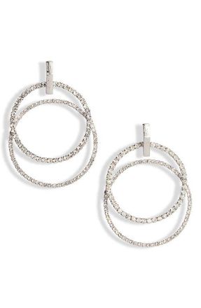 Cristabelle Double Crystal Hoop Earrings in Crystal/Silver at Nordstrom
