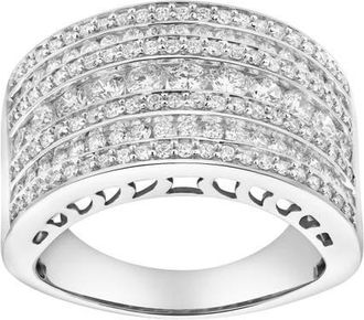 LuvMyJewelry Vero 14K Gold Round Diamond Studded Dome Ring - 1.34cts in 14K White Gold at Nordstrom, Size 8