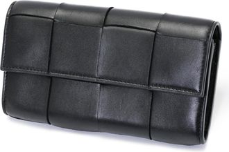 Bottega Veneta Black Leather Long Wallet (Bi-Fold) (Pre-Owned)