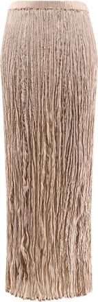 Alysi Gekreukelde Viscose Rok - Dames - Maxi Rokken - Beige - S - Rokken