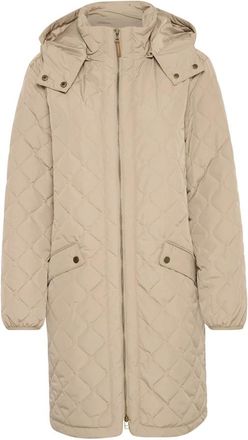 Cream Gewatteerde Jas met Capuchon - Zilver Mink - Dames - Parka Jassen - Beige - S - Jassen