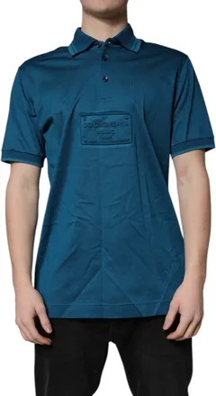 Dolce & Gabbana Blue Logo Cotton Men Polo Shirt T-Shirt