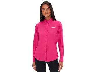 Columbia Tamiamitm II Long Sleeve Shirt Womens Long Sleeve Button Up Guava Pink : 2XL, Polyester