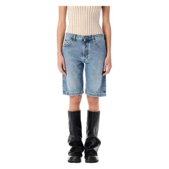 The Attico Sky Blue Boyfriend Denim Shorts