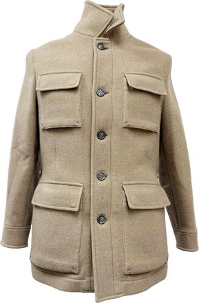 Brunello Cucinelli Brunello Cucinelli Pre-owned Womens Utility Jacket with Pockets in Brown Wool - Mocha - Size IT 46 (Womens)