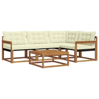 vidaXL Conjunto De Sof&aacute;s De Exterior Con Coj&iacute;n 5 Pcs Natural Y Crema Vidaxl
