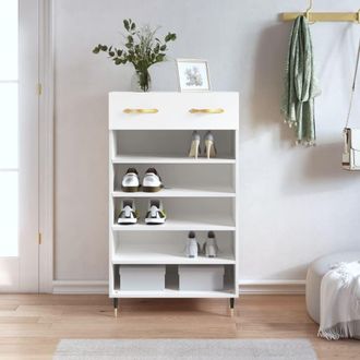 vidaXL Zapatero Madera De Ingenier&iacute;a Blanco 60x35x105 Cm Vidaxl