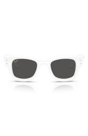 Ray-Ban Wayfarer Puffer 47mm Small Square Sunglasses in White With Strass /Dark Grey at Nordstrom