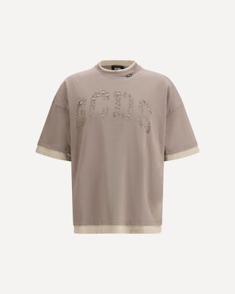 GCDS Over T-Shirt in cotton jersey with short sleeves with perforated logo Male XL