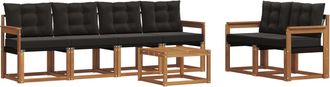 vidaXL Conjunto De Sof&aacute;s De Exterior 7 Uds. Natural Y Negro Vidaxl