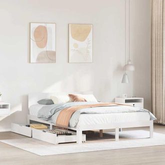vidaXL Estructura De Cama Con Cajones Madera De Pino Blanca 135x190 Cm Vidaxl