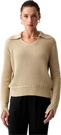 A|X Armani Exchange V-neck Truien - Dames - V-hals truien - Beige - S - Katoen - Truien & Vesten
