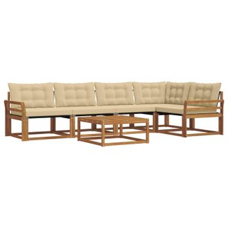 vidaXL Conjunto De Sof&aacute;s De Exterior Con Coj&iacute;n 6 Pcs Natural Y Beige Vidaxl