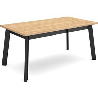 Skraut Home Skraut Home - Mesa Comedor, Mesa Fija Cocina Y Sal&oacute;n, 170, Para 8 Comensales, Patas De Madera, Estilo Moderno, Roble Y Negro