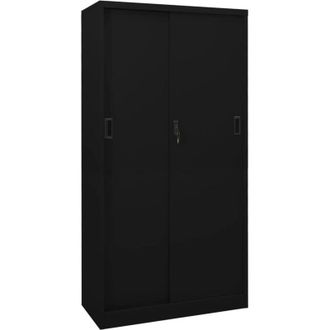 vidaXL Armario De Oficina Con Puerta Corredera Acero Negro 90x40x180cm Vidaxl